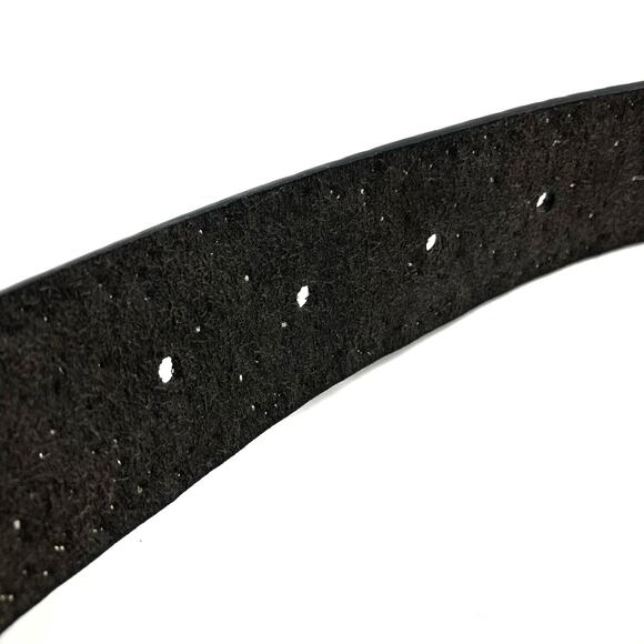 Y2K Rhinestone Western Bling Leather Belt Crystal Buckle Tip Black Silver NEW main image 8